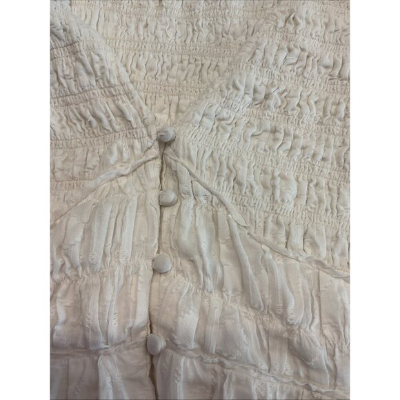 Anthropologie Peregrine MIDI Dress White Size S smocked flutter sleeve - Picture 9 of 16